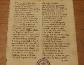 Romance anónimo que describe la actitud heroica de las mujeres en la defensa de Montjuic durante el sitio borbónico del 1706.