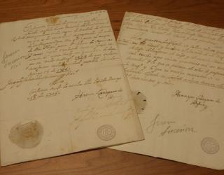 Enric Landsgrave de Hassia, jefe militar austracista de Lleida, ordena el secuestro de abastecimientos para el ejército. Dos manuscritos.