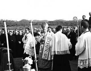 1947, Ceremonia de colocación de la primera piedra del Centro Borja